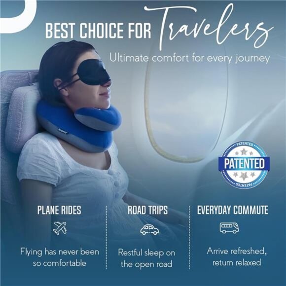 Neck Pillow for Travel Provides Double Support to The Head, Neck - Picture 4 of 7